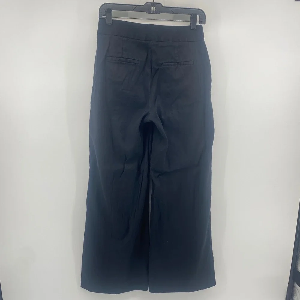 Banana Republic Wide Leg‎ Pants Womens 4 Black High Rise Twill Trouser